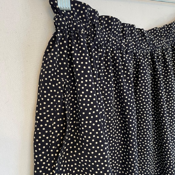 MNG Size Medium Casual Paper Bag Waist Mini Skirt Black White Polka Dots Pockets - Picture 2 of 6